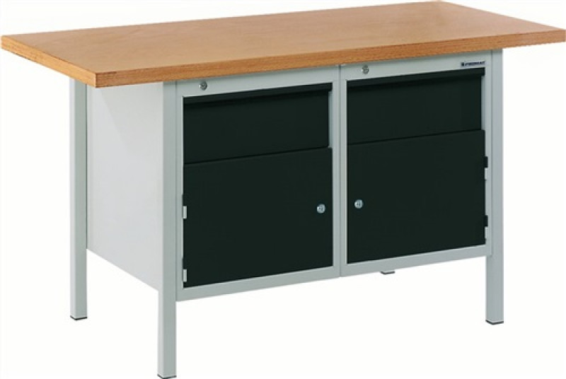 Werkbank BT495 B1500xT700xH840mm Buche grau anthr.grau Anz.Schubl.2 Anz.Türen 2 Werkbank BT495 B1500xT700xH840mm Buche grau anthr.grau Anz.Schubl.2 Anz.Türen 2