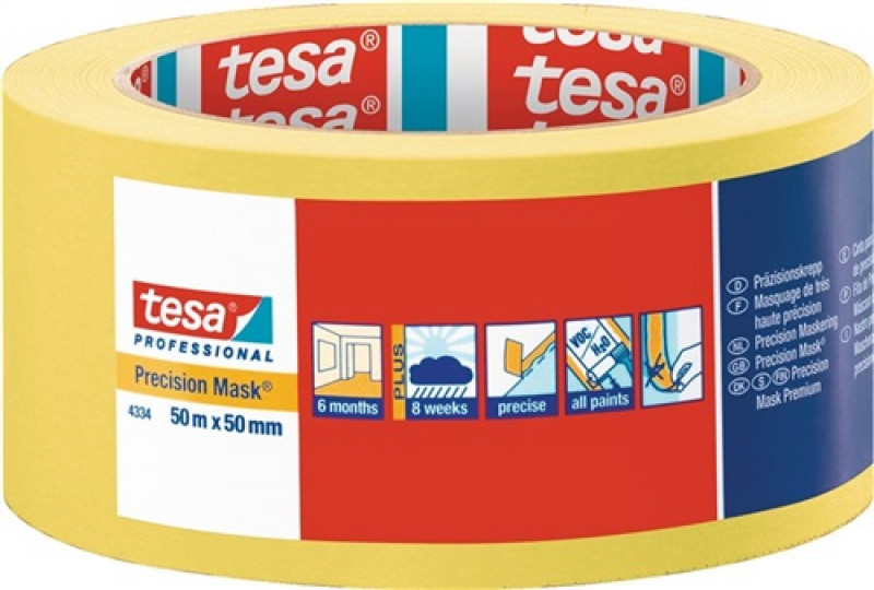 Präzisionskrepp® 4334 glatt gelb L.50m B.50mm Rl.TESA Präzisionskrepp® 4334 glatt gelb L.50m B.50mm Rl.TESA