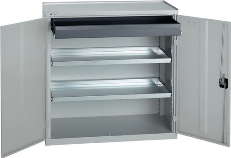 Werkzeug-/Beistellschrank H1000xB1000xT500mm 1Schubl.2BD lichtgrau STUMPF