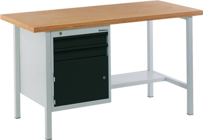 Werkbank BT495 B1500xT700xH840mm Buche Multiplex grau/anthr.-grau 2Schubl.1Tür Werkbank BT495 B1500xT700xH840mm Buche Multiplex grau/anthr.-grau 2Schubl.1Tür