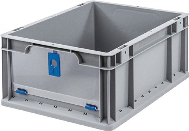 Transportstapelbehälter L400xB300xH170mm grau blau PP m.Klappscheibe Transportstapelbehälter L400xB300xH170mm grau blau PP m.Klappscheibe