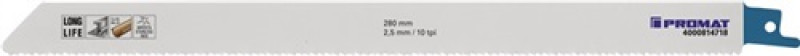 Säbelsägeblatt L.280mm MET TPI 10 gefr.,geschr.5 St./Karte PROMAT Säbelsägeblatt L.280mm MET TPI 10 gefr.,geschr.5 St./Karte PROMAT
