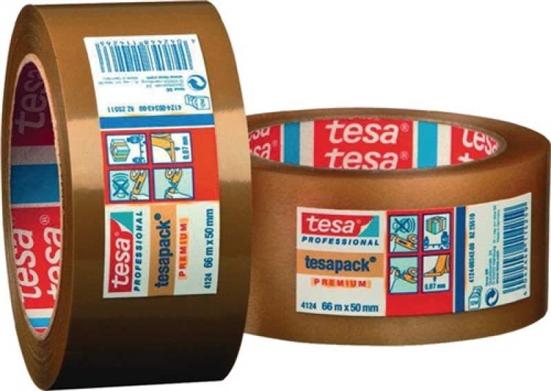 Verpackungsklebeband PVC tesapack® 4124 farblos L.66m B.50mm Rl.TESA Verpackungsklebeband PVC tesapack® 4124 farblos L.66m B.50mm Rl.TESA