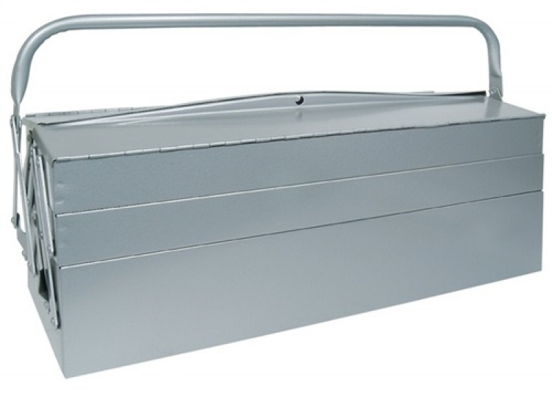 Werkzeugkasten 5tlg. 530x195x200mm Griff umlegbar abschließb. Stahlblech silber Werkzeugkasten 5tlg. 530x195x200mm Griff umlegbar abschließb. Stahlblech silber