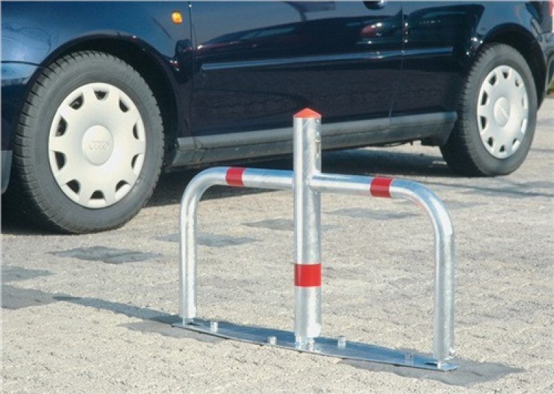 Sperrb.H.500mm silber,m.roten Reflexstreifen D.60/40mm m.Profilzylinder