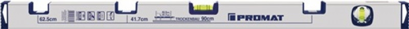 Wasserwaage 90cm Alu.silber ± 0,5mm/m m.Magnet PROMAT Wasserwaage 90cm Alu.silber ± 0,5mm/m m.Magnet PROMAT