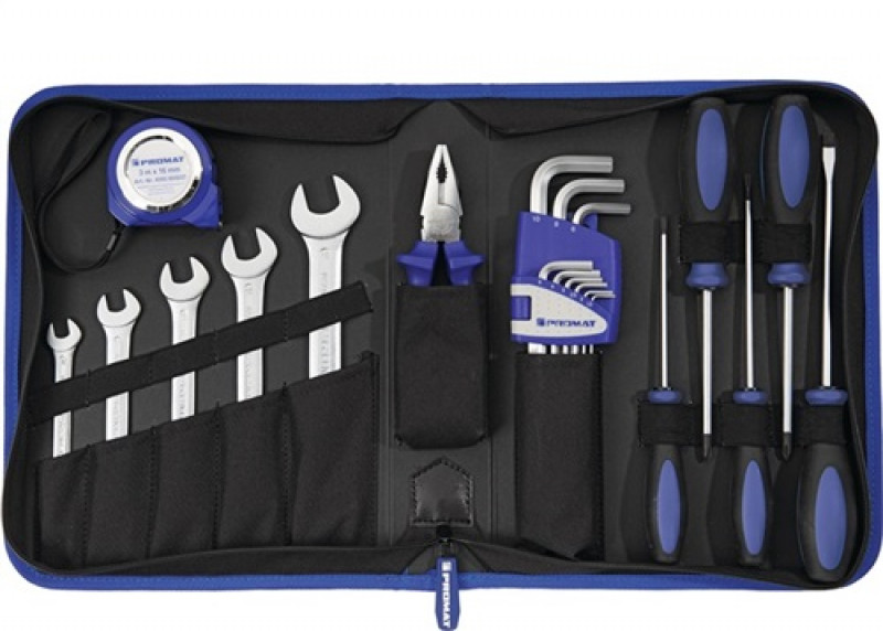 Werkzeugmappe Innen-BxTxHmm 22-tlg.Polyester 500D schwarz/blau PROMAT Werkzeugmappe Innen-BxTxHmm 22-tlg.Polyester 500D schwarz/blau PROMAT