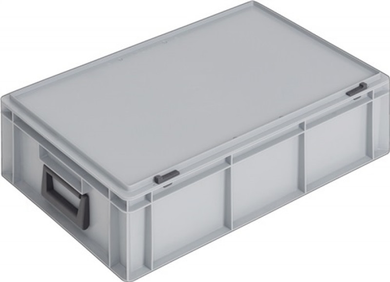 Ku.-Koffer L600xB400xH183mm PP 2 Griffe Schiebeverschluss grau 34l Ku.-Koffer L600xB400xH183mm PP 2 Griffe Schiebeverschluss grau 34l
