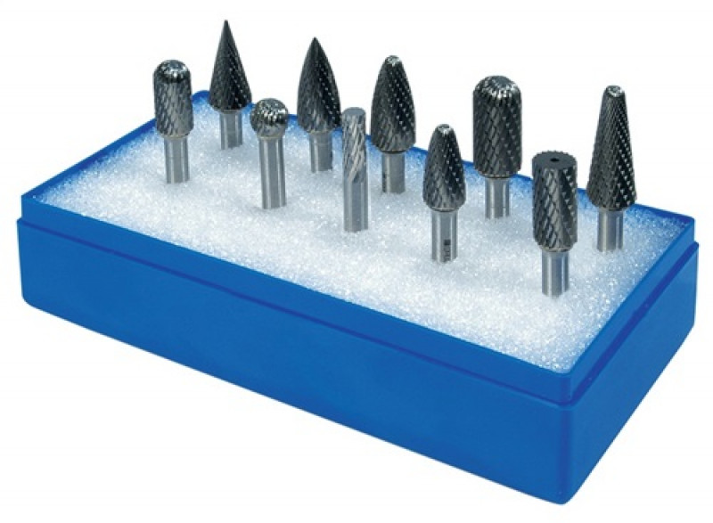 Frässtiftesatz Schaft-D.6mm 10tlg.HM Verz.Kreuz Ku.-Kassette PROMAT