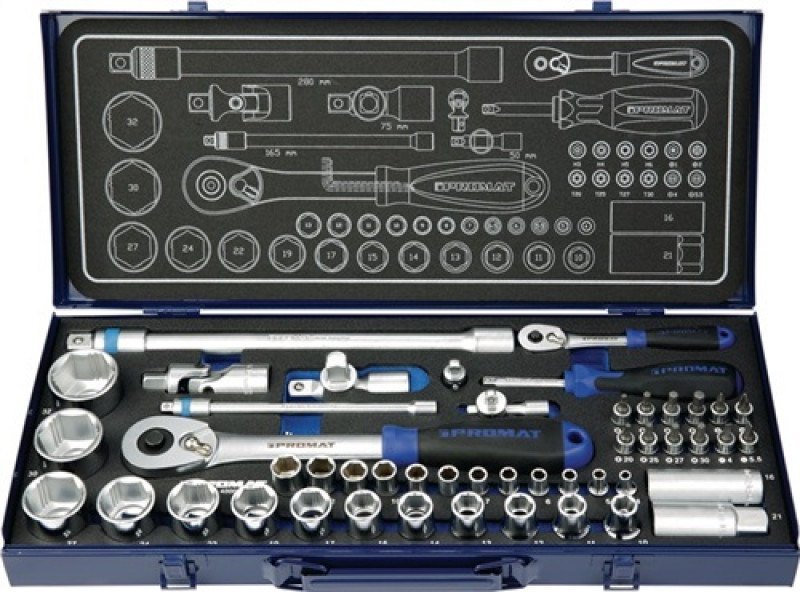 Steckschlüsselsatz 55 tlg. 1/4 und 1/2 Zoll f.4KT-Antrieb