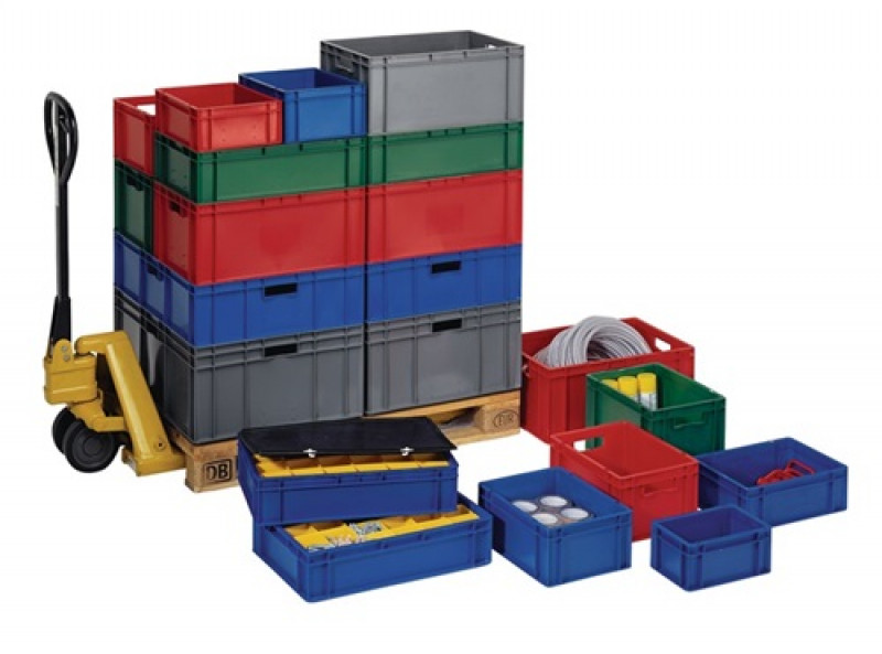 Transportstapelbehälter L600xB400xH75mm blau PP Seitenwände geschl.LA-KA-PE Transportstapelbehälter L600xB400xH75mm blau PP Seitenwände geschl.LA-KA-PE