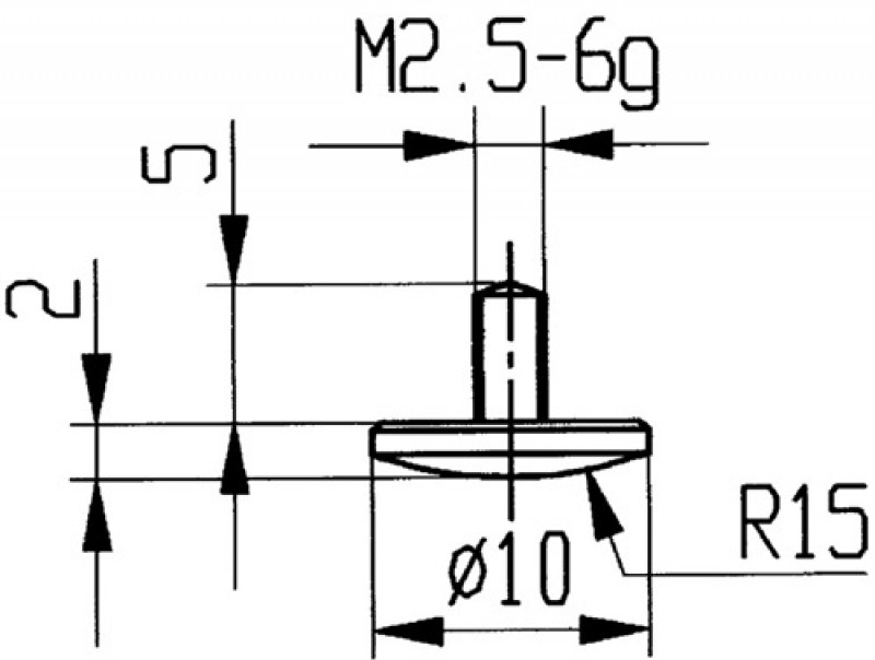 Messeinsatz D.10mm gewölbt R. 15 M2,5 STA f. Messuhren Käfer Messeinsatz D.10mm gewölbt R. 15 M2,5 STA f. Messuhren Käfer