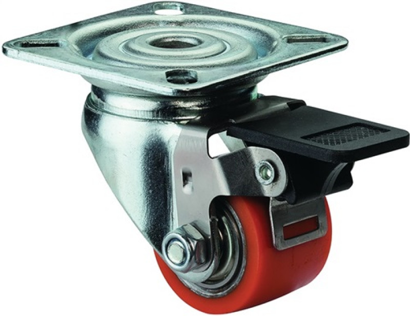 Lenkrolle m.Feststeller D.35mm Trgf.100kg m.Platte kompakt Polyurethan Lenkrolle m.Feststeller D.35mm Trgf.100kg m.Platte kompakt Polyurethan