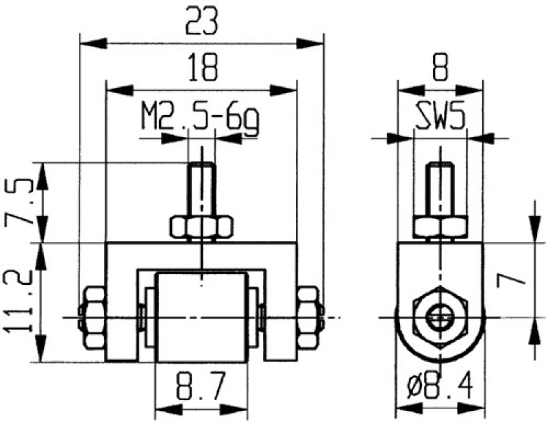 Messeinsatz D.8,4mm Rl. M2,5 STA f. Messuhren Käfer Messeinsatz D.8,4mm Rl. M2,5 STA f. Messuhren Käfer
