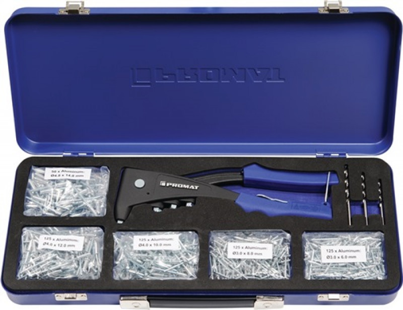 Blindnietsortiment 604tlg.4000813025 u.Blindniete Alu/Stahl i.Blechkoffer PROMAT Blindnietsortiment 604tlg.4000813025 u.Blindniete Alu/Stahl i.Blechkoffer PROMAT