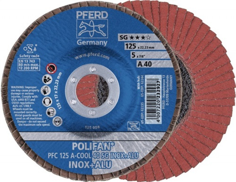 Fächerscheibe POLIFAN A-COOL SG INOX+ALU D.125mm K.A-60 kon.INOX/Aluminium NK Fächerscheibe POLIFAN A-COOL SG INOX+ALU D.125mm K.A-60 kon.INOX/Aluminium NK