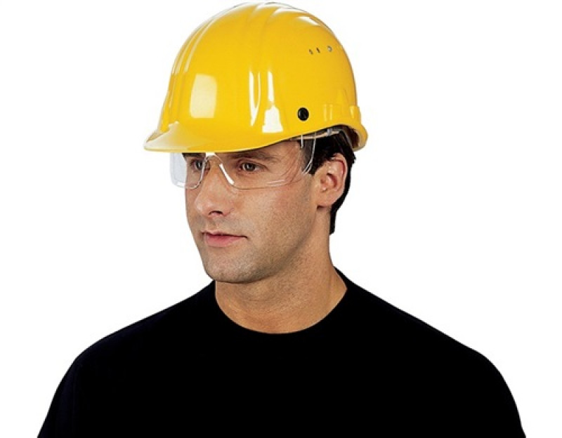 Schutzhelm Baumeister 80/6 m.Augenschutzschild gelb Hochdruck-Polyethylen EN 397 Schutzhelm Baumeister 80/6 m.Augenschutzschild gelb Hochdruck-Polyethylen EN 397