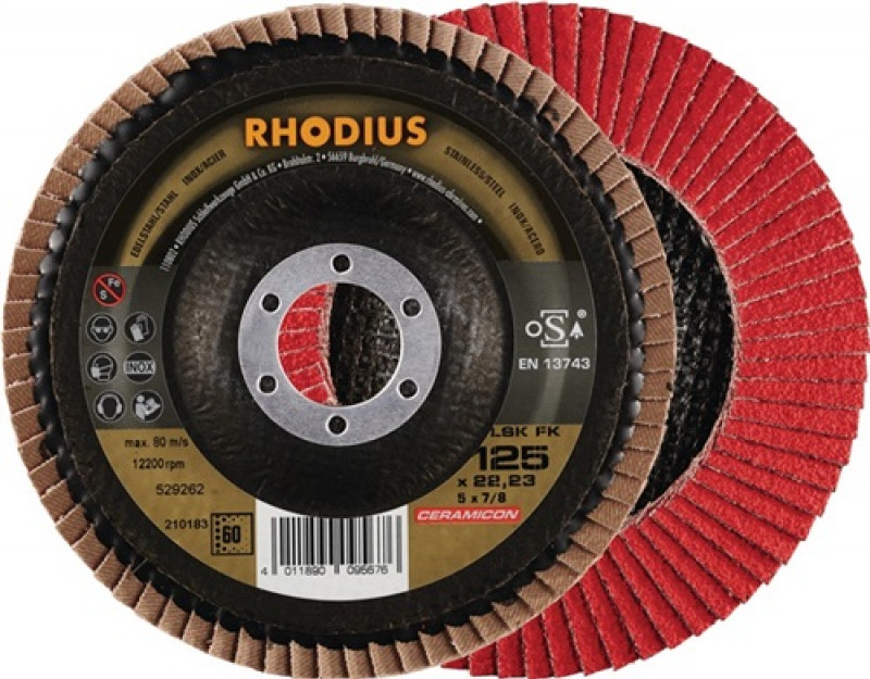 Fächerscheibe LSK FK D.115mm K.40 schräg INOX ZK RHODIUS Fächerscheibe LSK FK D.115mm K.40 schräg INOX ZK RHODIUS