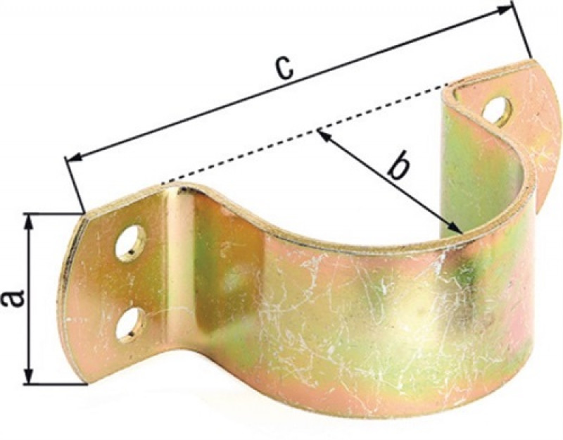 R.schelle L.133mm B.40mm H.55mm STA galv. gelb verz. f. Rohre 57mm,2 1/4Zoll R.schelle L.133mm B.40mm H.55mm STA galv. gelb verz. f. Rohre 57mm,2 1/4Zoll