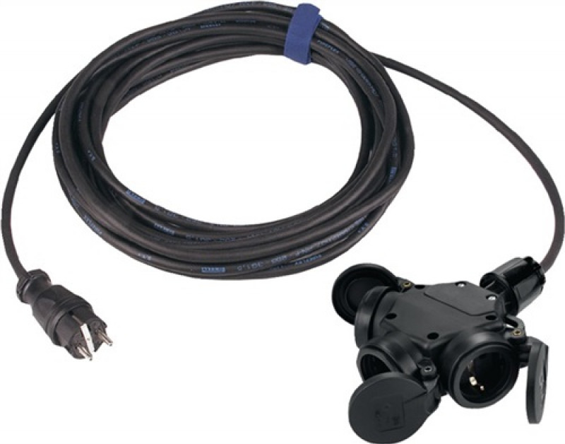 Schutzkontaktverlängerung Gummistecker/3-Wege-Kupplung L.5,0m H07RN-F 3x1,5mm2 Schutzkontaktverlängerung Gummistecker/3-Wege-Kupplung L.5,0m H07RN-F 3x1,5mm2