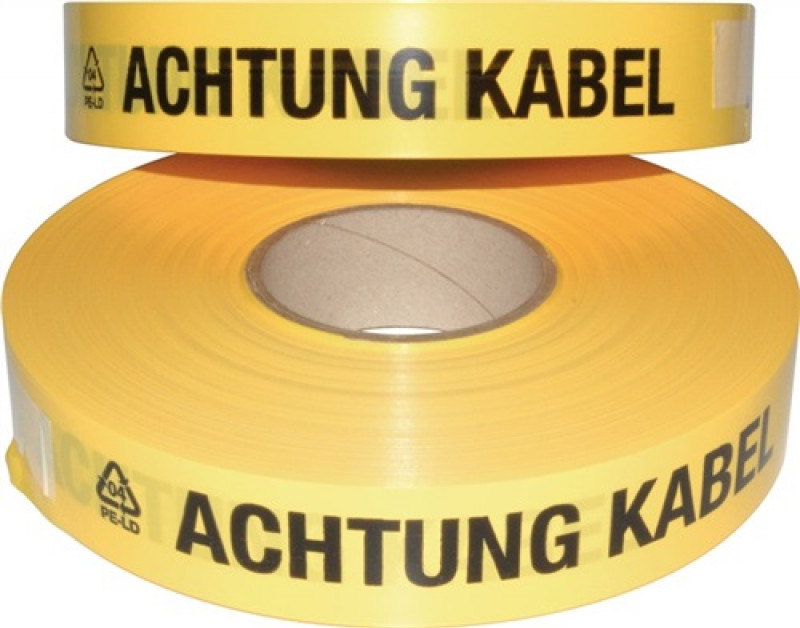 Trassenwarnband Aufdruck Achtung Kab.B.40mm L.250m gelb Trassenwarnband Aufdruck Achtung Kab.B.40mm L.250m gelb