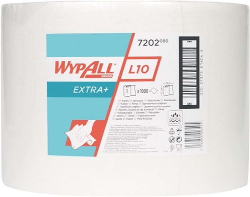 Putztuch WYPALL L10 EXTRA 7202 L380xB235ca.mm 1-lagig,perforiert weiß Putztuch WYPALL L10 EXTRA 7202 L380xB235ca.mm 1-lagig,perforiert weiß