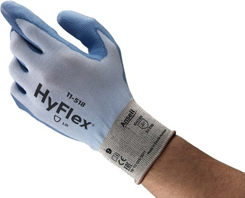 Schnittschutzhandschuhe HyFlex 11-518 Gr.10 blau Kevlar EN388 Kat.II 12PA ANSELL