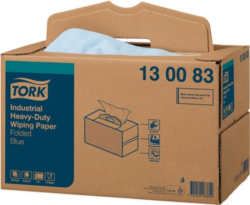 Putztuch TORK 130083 L324xB385ca.mm 3-lagig,geprägt blau Krt.TORK Putztuch TORK 130083 L324xB385ca.mm 3-lagig,geprägt blau Krt.TORK