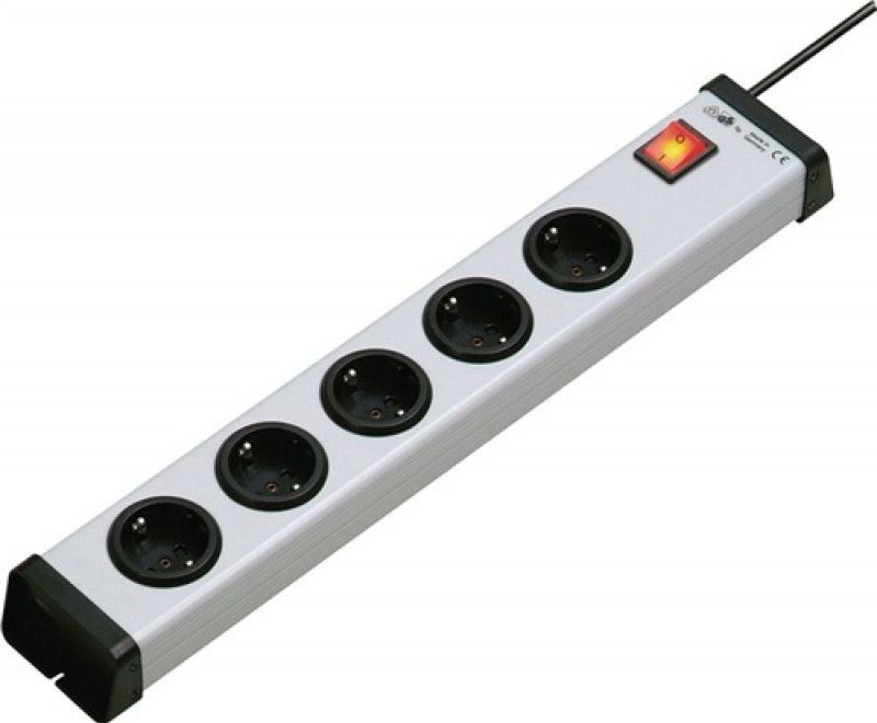 Steckdosenleiste 5fach Kabel-L.1,5m H05VV-F 3x1,5mm2 grau m.Schalter Steckdosenleiste 5fach Kabel-L.1,5m H05VV-F 3x1,5mm2 grau m.Schalter