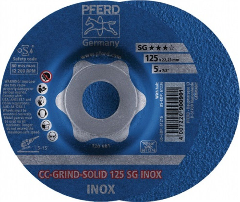 Schruppscheibe CC-GRIND-SOLID SG D.125mm INOX PFERD