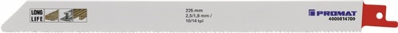 Säbelsägeblatt L.225mm HO TPI 10/14 2,5/1,8mm gefr.,geschr.5 St./Karte PROMAT Säbelsägeblatt L.225mm HO TPI 10/14 2,5/1,8mm gefr.,geschr.5 St./Karte PROMAT