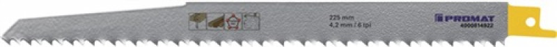 Säbelsägeblatt L.225mm B.19mm HO TPI 6 4,2mm gefr.,geschr.5 St./Karte PROMAT Säbelsägeblatt L.225mm B.19mm HO TPI 6 4,2mm gefr.,geschr.5 St./Karte PROMAT