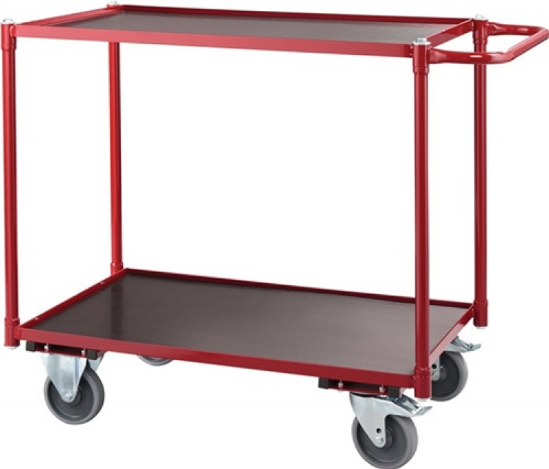 Tischwagen 2 Ladeflächen L790xB490mm karminrot Gesamt-Trgf.250kg Tischwagen 2 Ladeflächen L790xB490mm karminrot Gesamt-Trgf.250kg