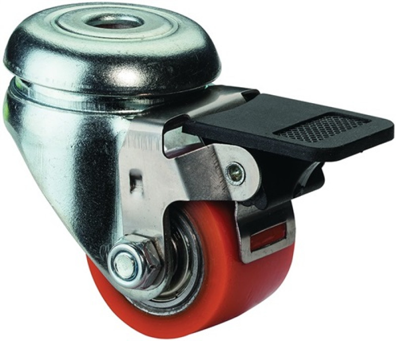 Lenkrolle m.Feststeller D.35mm Trgf.100kg m.Rückenloch 11mm kompakt Polyurethan