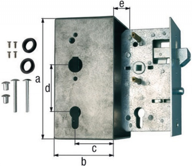 Schlosskasten f.Schiebetore DIN L/R Maß A40xB95xC173mm Dornm.60mm Entf.72mm GAH Schlosskasten f.Schiebetore DIN L/R Maß A40xB95xC173mm Dornm.60mm Entf.72mm GAH