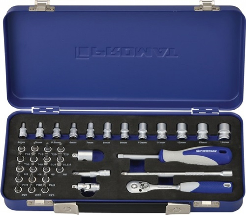 Steckschlüsselsatz 1/4 Zoll 36 tlg. 4-14 mm 6 KT, PH/PZD/TX Hebelumschaltk.20 Z. Steckschlüsselsatz 1/4 Zoll 36 tlg. 4-14 mm 6 KT, PH/PZD/TX Hebelumschaltk.20 Z.