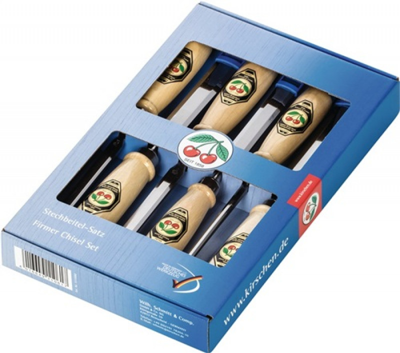 Stechbeitelsatz 6,10,12,16,20,26mm Weißbuchenh.Ulmer Form 6tlg.Krt.KIRSCHEN Stechbeitelsatz 6,10,12,16,20,26mm Weißbuchenh.Ulmer Form 6tlg.Krt.KIRSCHEN