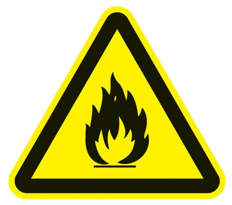 Warnzeichen ASR A1.3/BGV A8 200mm Warnung feuergefährliche Stoffe Folie