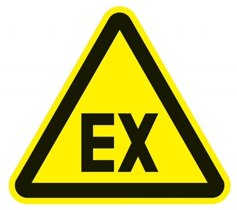 Warnzeichen ASR A1.3/DIN EN ISO 7010 200mm Explosionsfähige Atmosphäre Folie