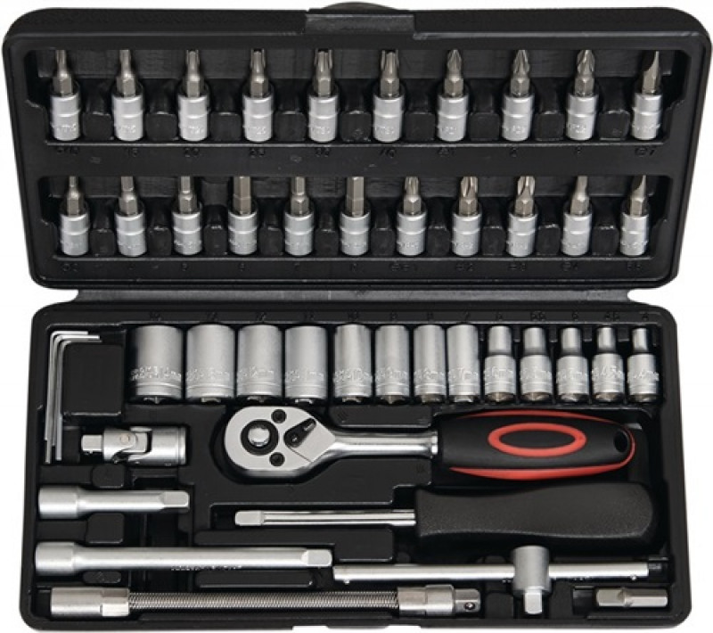Steckschlüsselsatz 1/4 Zoll 45 tlg. SW 4-14 6-KT./Schlitz/PH/PZD/TX Steckschlüsselsatz 1/4 Zoll 45 tlg. SW 4-14 6-KT./Schlitz/PH/PZD/TX