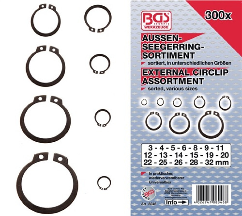 Außenseegerringsortiment 300-teilig BGS Außenseegerringsortiment 300-teilig BGS