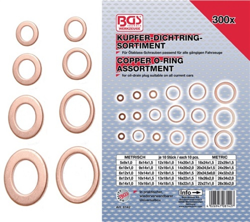 Kupferdichtringsortiment 300-teilig BGS Kupferdichtringsortiment 300-teilig BGS