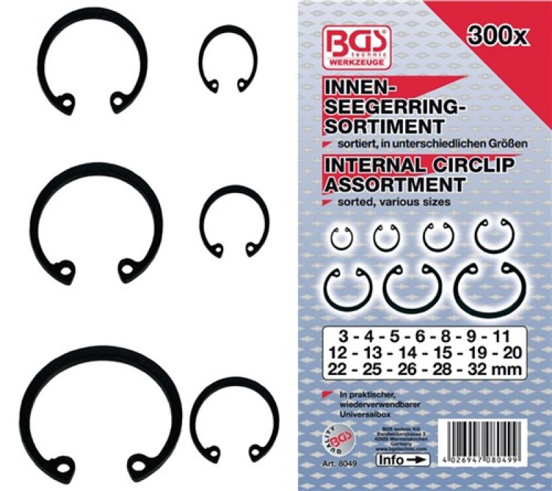 Innenseegerringsortiment 300-teilig BGS Innenseegerringsortiment 300-teilig BGS