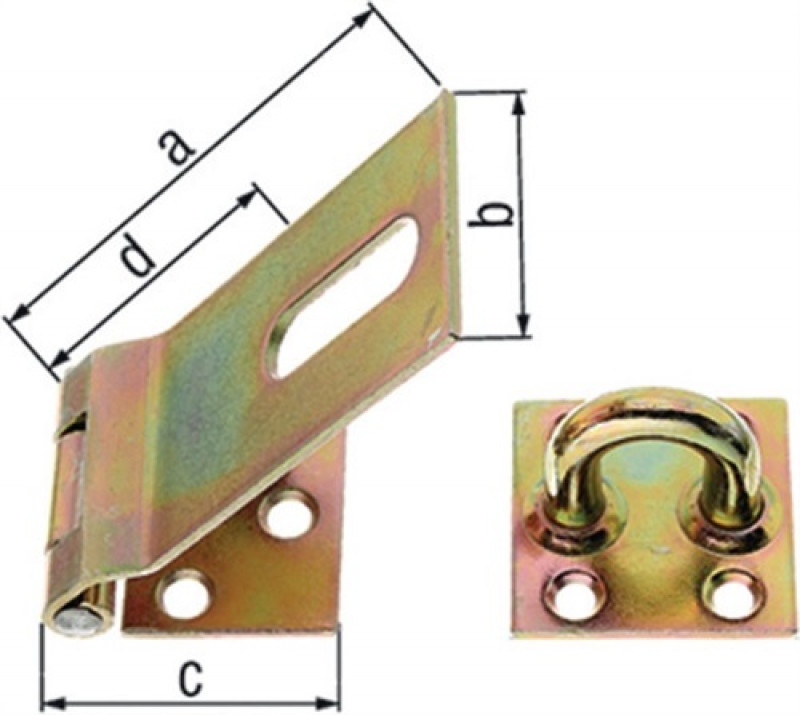 Sicherheits-Überfalle L.93x38mm B.37mm STA galv. gelb verz. GAH Sicherheits-Überfalle L.93x38mm B.37mm STA galv. gelb verz. GAH