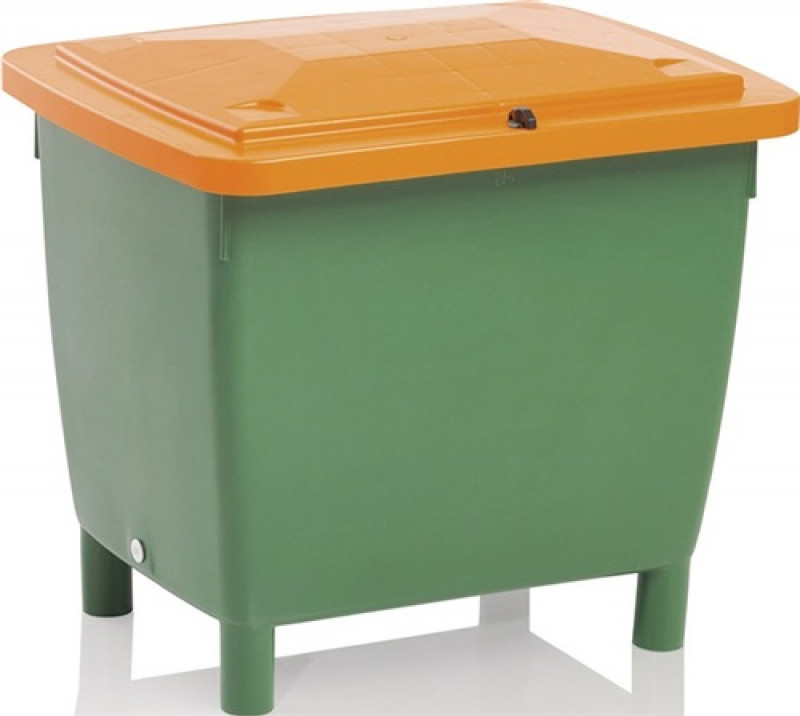 Streugutbehälter L790xB605xH775mm 210l HD-PE grün/orange o.Entnahmerutsche Streugutbehälter L790xB605xH775mm 210l HD-PE grün/orange o.Entnahmerutsche