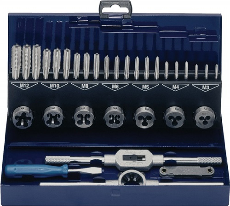 Gewindeschneidzeugsatz M3-M12 31tlg.HSS Metallkassette PROMAT Gewindeschneidzeugsatz M3-M12 31tlg.HSS Metallkassette PROMAT