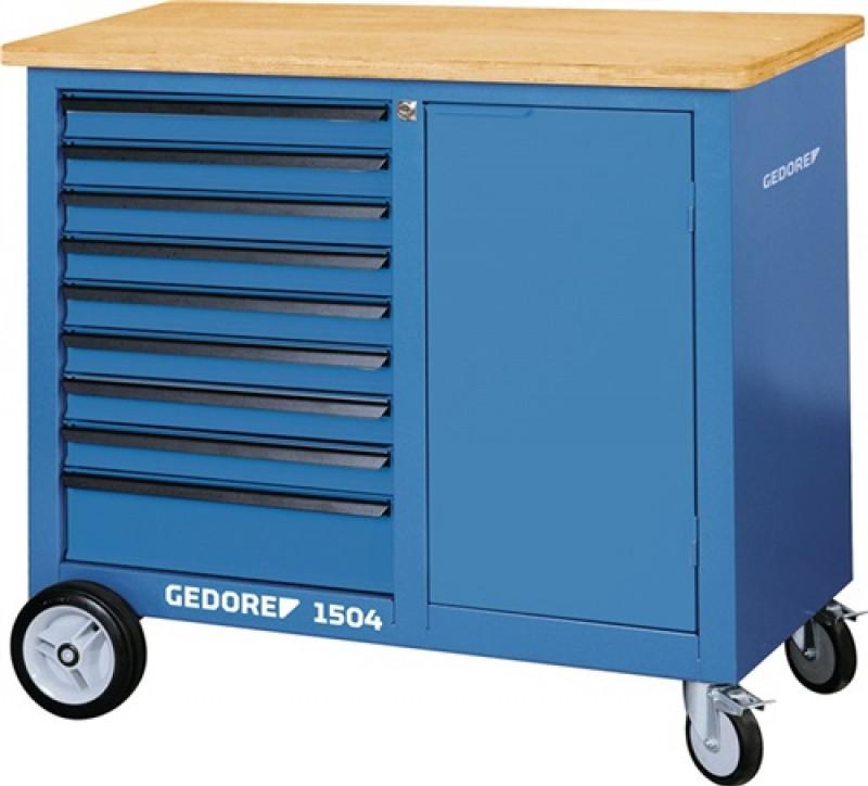 Rollwerkbank 1504 0810 m.9Schubl. u.Schrank GEDORIT bl. Schubl.GEDORIT silber Rollwerkbank 1504 0810 m.9Schubl. u.Schrank GEDORIT bl. Schubl.GEDORIT silber