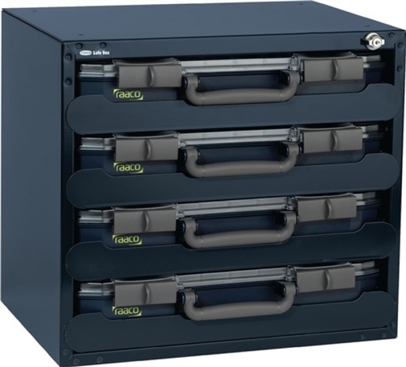 Tresor B.452xT.330xH.405mm 4Sort.-Kästen Stahlgehäuse/Kästen a.PP