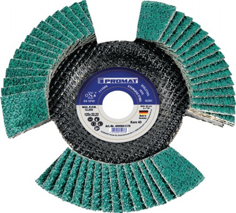 Fächerscheibe D.115mm K.60 gewölbt INOX/Stahl ZK PROMAT Fächerscheibe D.115mm K.60 gewölbt INOX/Stahl ZK PROMAT