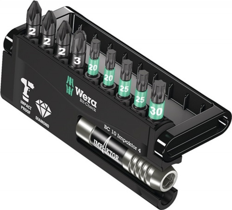 Bitsortiment Bit-Check 10 Impaktor 4 10-tlg.PZD/T/Schnellwechselhalter WERA Bitsortiment Bit-Check 10 Impaktor 4 10-tlg.PZD/T/Schnellwechselhalter WERA
